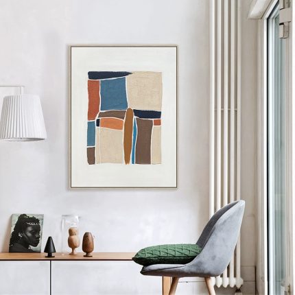 Modern Minimalist Abstract Decorative Painting, Geometric Color Block Guesthouse Mural, Living Room Wall Art
