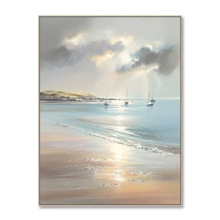 Sunshine Coast Sailboat Landscape Decorative Painting, Hotel & Guesthouse Living Room, Office Background Wall Art